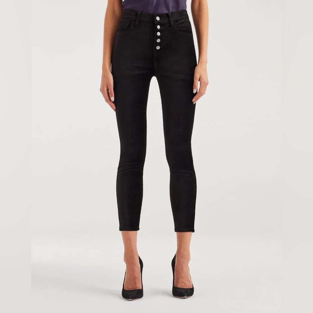 NWT 7 For All Mankind Black Velvet High Waist Ankle Skinny Pant